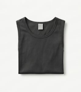 Camiseta sin Mangas Negra para Hombre, Cuello Redondo, Color Sólido, Tejida, Informal - Product Image 4