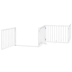 Puerta Plegable para Perros de 4 Paneles con Puerta de Madera de Álamo Blanco de 126.0 Pulgadas, Barrera y Corral para Mascotas - Product Image 4