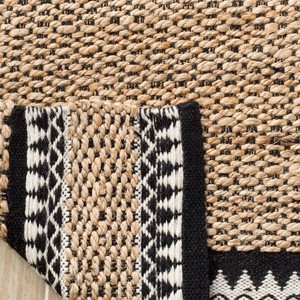 Tapis géométrique en jute rectangulaire à tissage plat, style bohème, avec envers antidérapant, pour couloir, nettoyage localisé, à poils fins - Product Image 6