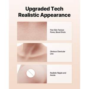 Prothèses mammaires en silicone réalistes à col haut, bonnet D, pour cosplay transgenre, drag queen, travestis - Ivoire - Product Image 3