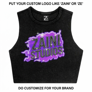 240 GSM Heavyweight Cotton Jersey Black Sleeveless Slim Fit Crop <b>Top</b> Shirt Anti-Wrinkle Breathable Digital Print Premium Quality - Product Image 1