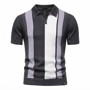 Chemise Homme Violette à Imprimé Géométrique sur le Devant, Manches Courtes, Séchage Rapide, Tissée, Coupe Droite Décontractée, Imprimée Numériquement, 100% Coton Respirant - Product Image 4