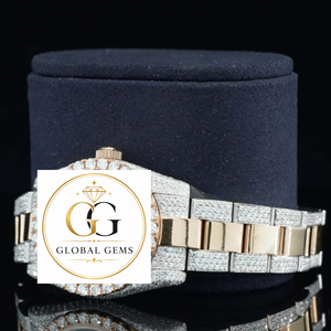 Reloj de pulsera personalizado para hombre, de acero inoxidable, con diamantes cultivados en laboratorio, chapado en oro blanco, movimiento mecánico automático ETA, 20 mm, analógico, resistente al agua, con cristal - Product Image 4