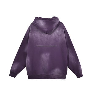 380gsm Acid Wash Distressed Wholesale Hoodies in <b>Sock</b> No String Oversized Drop Shoulder Polar <b>Fleece</b> Cotton Fabric Long Sleeve - Product Image 4