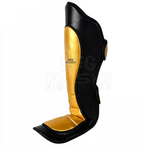 Protège-tibias Premium KASHI FIGHT GEAR en cuir PU avec fermeture auto-agrippante, conception légère à absorption des chocs, ajustement réglable pour la boxe - Product Image 5