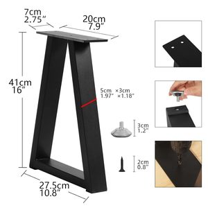 Black Steel A-Frame Furniture Legs for Table Industrial Design Heavy Duty Living Room Use with Screws and Glides - Product Image 3