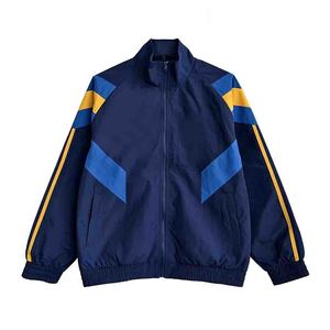 Men Color Blocking <b>Racer</b> <b>Jacket</b> With Yellow And Royal Blue Accents Zipper Closure Sporty Style Autumn Wear - Product Image 6