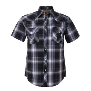เสื้อเชิ้ตคาวบอยแขนสั้น OEM 2026 สำหรับผู้ชาย กระดุมมุก ลายสก็อต มีกระเป๋าสองช่อง - Product Image 4