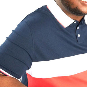 mens color block polo shirt navy coral <b>white</b> <b>panel</b> short sleeve breathable cotton custom logo casual wear bulk supply - Product Image 6