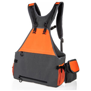 Gilet de chasse haute visibilité orange fluo respirant avec poches pour cartouches et porte-bouteilles - Product Image 1