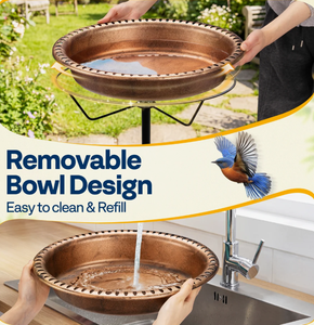 Bain d'oiseaux en cuivre avec pompe solaire, fontaine solaire autoportante pour extérieur, bol de bain d'oiseaux, fontaine solaire pour jardin, élément aquatique - Product Image 6