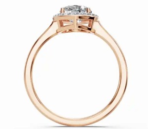 Anillo de Compromiso con Diamante Cultivado en Laboratorio, Corte Oval Halo, 0.656 Quilates de Peso Total, Oro Amarillo, Rosa o Blanco de 9KT, 14KT o 18KT, Joyería Personalizada - Product Image 4