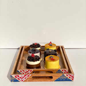 Plateau de service en bois d'acacia manguier écologique Plateau de restaurant de cuisine vintage Boîtes d'artisanat en bois naturel poli Signes muraux - Product Image 1