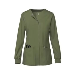 Blouse médicale unisexe personnalisable avec logo, grande taille, veste d'hôpital, couleur unie, col rond, pour infirmière, disponible en plusieurs couleurs - Product Image 2