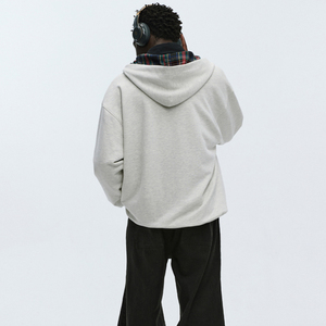 Sudadera con capucha unisex de felpa 100% algodón, personalizada con pedrería, de corte holgado y extragrande, con bolsillos, transpirable, antiencogimiento, con cremallera, para invierno, 550 gramos - Product Image 2