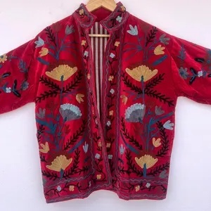 Handmade Suzani Velvet Jacket Embroidered Boho Winter <b>Coat</b> One Size Wholesale Bulk OEM ODM Factory Supplier - Product Image 3