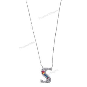 Élégant multicolore Baguette Moissanite lettre initiale S pendentif S925 argent glacé diamant clouté Hip Hop pendentif pour unisexe - Product Image 3