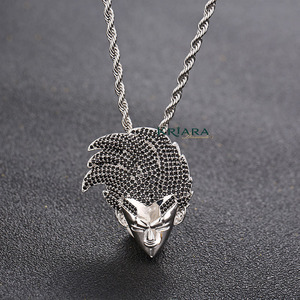 Pendentif visage de dragon en argent 925 plaqué or 18 carats avec incrustation de moissanite, style hip-hop, unisexe, à porter au quotidien - Product Image 2