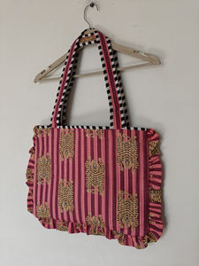 Shree Balajee Garments T-1 Tiger for Black Quilted <b>Ladies</b> <b>Laptop</b> <b>Bag</b> Cute Ruffle Shoulder <b>Bag</b> for Women - Product Image 4