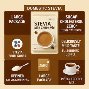 กาแฟสำเร็จรูปชนิดผง ไม่มีน้ำตาล ไม่มีคอเลสเตอรอล รสหวาน ผลิตภัณฑ์เสริมอาหารเพื่อสุขภาพแบบเกาหลี รับผลิตแบบ OEM/Private Label บรรจุซอง 9.5 กรัม - Product Image 3