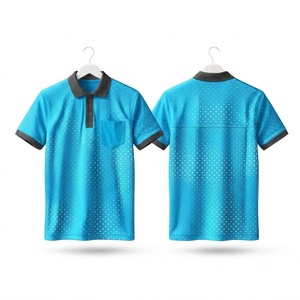 เสื้อโปโลผู้ชายสีน้ำเงินลายจุด แขนสั้น สวมใส่สบาย ระบายอากาศได้ดี ดีไซน์กระเป๋าเสื้อ ทรงปกติ - Product Image 1