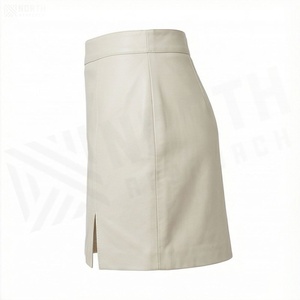 Women Faux Leather <b>Mini</b> Pencil Skirt Solid Color With Side Slit Regular Waist Minimalist Style All Seasons Wear - Product Image 2