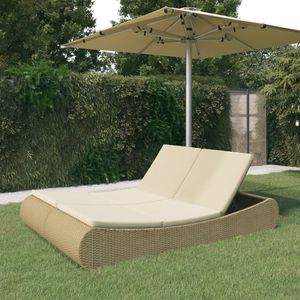 Beige Poly Rattan Patio Lounge Bed Muebles de exterior con estilo - Product Image 1
