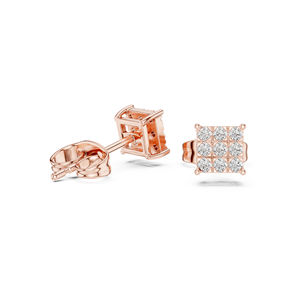 Pendientes de Diamantes Redondos Cultivados en Laboratorio de Oro Blanco de 14K para Mujer |   Diamante Cultivado Nuevo - Product Image 4