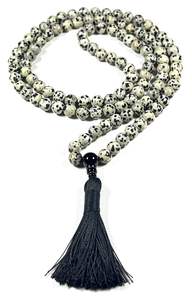 Cuentas naturales de jaspe dálmata de la mejor calidad, cristales curativos Jap Mala, piedra de jaspe dálmata Jap Mala para yoga de ágata Aameena - Product Image 3