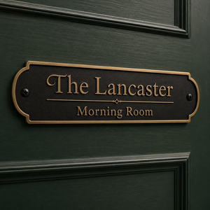 <b>Personalised</b> Custom Brass Name <b>Plaque</b> The Lancaster Door Sign Engraved Brass Nameplate Elegant Personalized House Door <b>Plaque</b> - Product Image 1