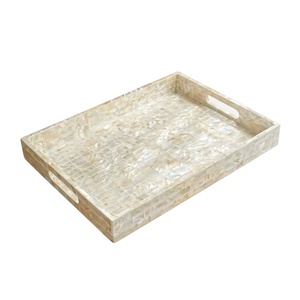 Bandeja de servir moderna de lujo con incrustaciones de nácar, hecha a mano, de madera decorativa, para uso en el hogar, restaurantes y hoteles. - Product Image 1