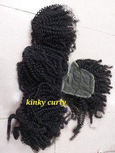 Cheveux humains vietnamiens vierges non traités, bouclés afro crépus, avec closure frontale en dentelle HD, mèches et perruque - Product Image 5