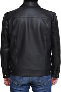 Chaqueta de Motero para Hombre, Elegante y de Alta Calidad, Personalizada, de Cuero Genuino Negro para Invierno, Venta al Por Mayor con Logotipo Personalizado OEM - Product Image 5