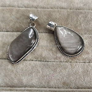 Pendentif en cristal de pierres précieuses naturelles en obsidienne noire de qualité supérieure pour bijoux de mode cadeau en gros - Product Image 1