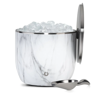 Elegante cubitera esférica dorada cepillada adornada con un delicado asa en forma de hoja para champán y eventos festivos a precios de mayorista. - Product Image 3