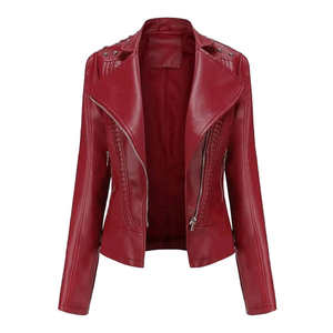 Chaquetas de Cuero Acolchadas con Estampado de Piel de Oveja para Mujer, de Alta Calidad, con Cierre de Cremallera, Color Personalizable - Product Image 1