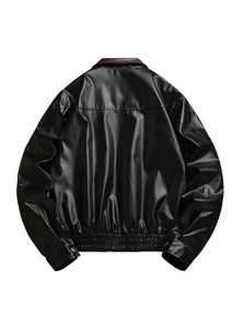 Custom High Quality Vintage Pilot Leather Stand Collar Loose Fit Casual Waterproof Breathable Windproof Men's Jacket - Product Image 2