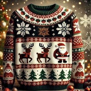 Pull tricoté à capuche uni pour Noël et l'hiver 2026, assorti pour la famille et les couples, avec poches, respirant, en polyester/coton - Product Image 2