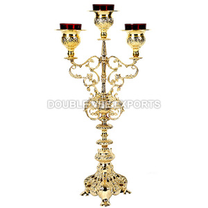 Candelabro Ortodoxo de 3 Luces |   Candelabro Tradicional para Altar de Iglesia - DOUBLE VEE EXPORTS - Product Image 2
