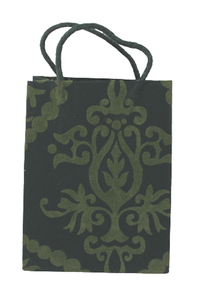 Handmade Recycled Cotton Art Paper Bag Flock Print Floral Design Beautiful Fashionable Candle Craft Use Matching Cord Handle - Product Image 3