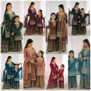 Robe longue GMY en velours brodé pour mère et fille, style décontracté et moderne, manches longues, coupe ample, en micro-coton épais - Product Image 4