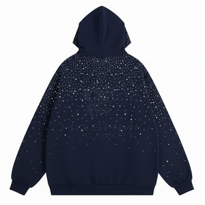 เสื้อฮู้ดดี้ผ้าฝ้ายผสมประดับเพชรเทียม ดีไซน์เท่ห์  ตัวเลือกที่ยอดเยี่ยมสำหรับลุคสบายๆ และสไตล์สตรีทแฟชั่น - Product Image 2