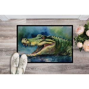 Felpudo antideslizante con diseño de cocodrilo para interior y exterior, 24H X 36W, felpudo lavable para puerta delantera de pila baja para entrada - Product Image 2