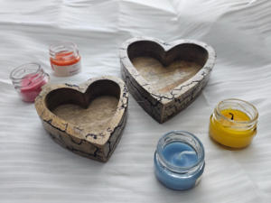 Bol à pâte et porte-bougie en bois naturel fait main en forme de cœur pour la Saint-Valentin, décoration d'intérieur, objet décoratif CC-WCDB - Product Image 1