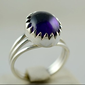 Amethyst <b>Ring</b> Sterling Silver Bezel Setting Natural Purple Oval Gemstone Handmade <b>Boho</b> Jewelry February Birthstone Gift - Product Image 4