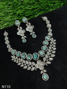 Conjunto de joyería nupcial de diamante americano clásico, collar y pendientes de dos piezas para boda, estilo clásico de moda - Product Image 3