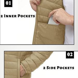 Wholesale Unisex Insulated <b>Waterproof</b> Puffer <b>Jacket</b> Quilted Thick <b>Winter</b> Coat Nylon Shell Cotton Filling Custom Logo Options - Product Image 3