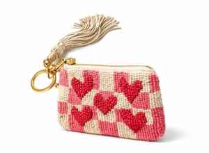Porte-monnaie de luxe fait main en forme de cœur pour femme, petit portefeuille zippé au design mignon et romantique, pochette porte-clés artisanale haut de gamme - Product Image 3