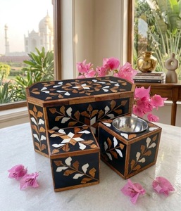 Hand-Made Eco-Friendly <b>Sandalwood</b> <b>Incense</b> Burner Set with Floral Inlay Design for Religious Use - Product Image 6