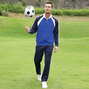 Chaqueta con cremallera completa en bloques de color y pantalones deportivos a juego, blancos con dos rayas, conjunto casual ligero de 2 piezas para hombre - Product Image 6